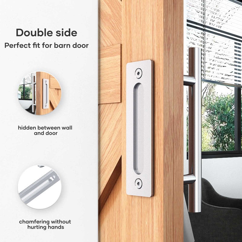 EaseLife 12" Stainless Steel Sliding Barn Door Handles and Pulls Flush Hardware Set, Double Sided, Brushed Finish, Easy Install - Image 3